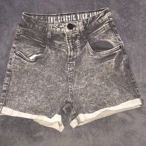 Cotton On Grey acid wash high rise denim shorts